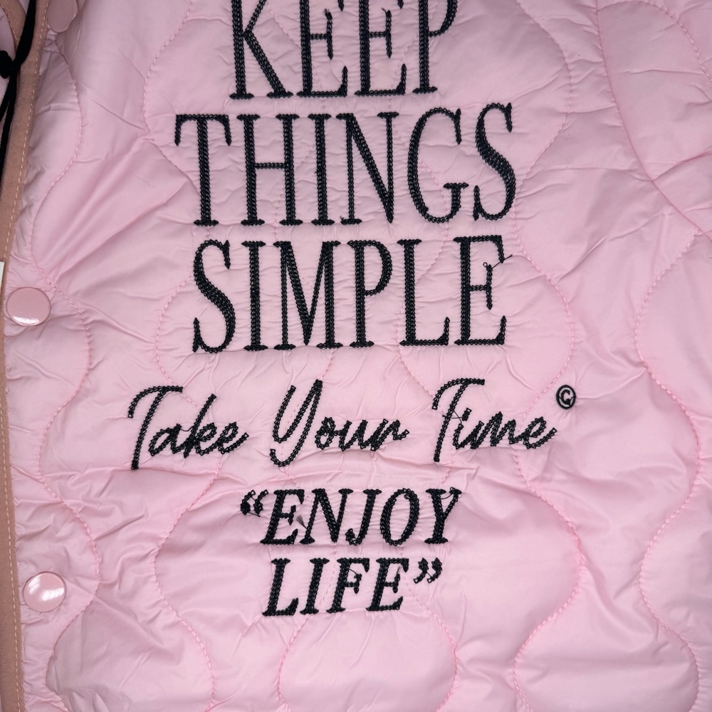 FIRST ROW DENIM KEEP THINGS SIMPLE QUILTED LINER JACKET Pink M - Picture 5 of 8